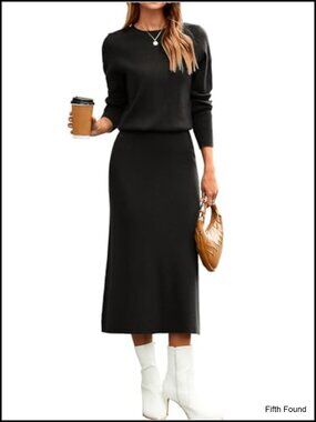 Womens 2 Piece Skirt Set Long Sleeve Knit Sweater Dress Fall Outfit